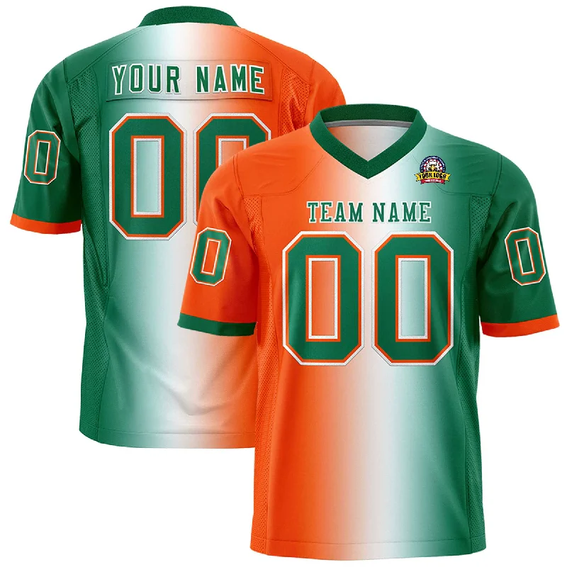 Custom Orange White-Kelly Green Personalized Gradient Fashion Authentic Football Jersey