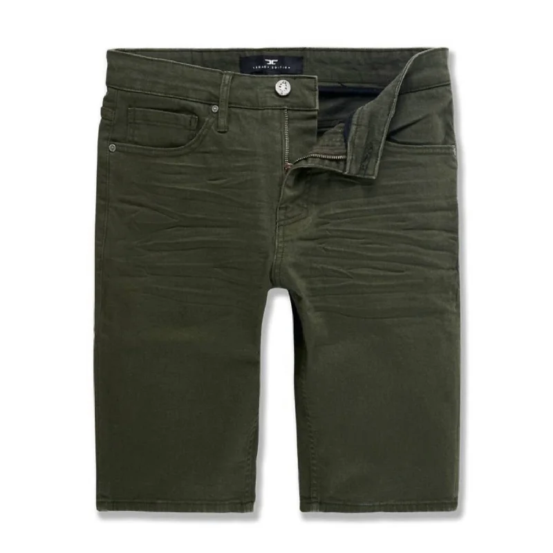 Men's Nashville Retro Slub Shorts In Army Green