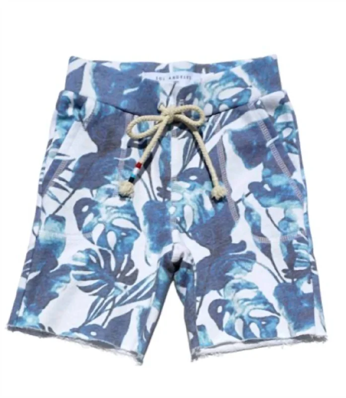 Midnight Printed Short In Blue/palm